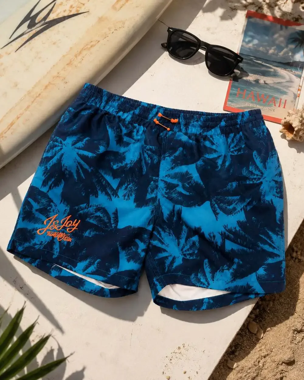 Vintage Jn.Joy Boys Size 8 Tropical Palm Print Swim Trunks